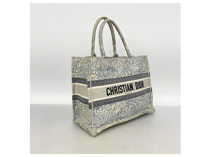 Christian Dior Book Tote Tasche aus Canvas Hellblau - Ansicht 2