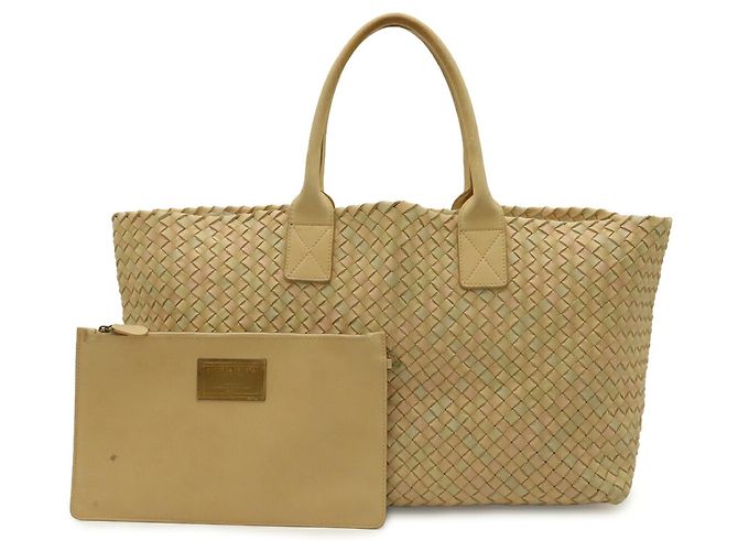 Borsa Tote Cabas MM Intrecciato Bottega Veneta Multicolore Beige - vista 2