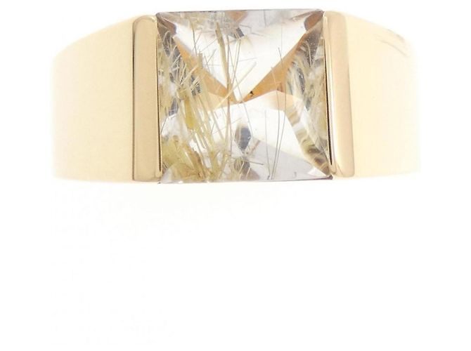 Anello Cartier in quarzo rutilo e oro giallo 18K - vista 2