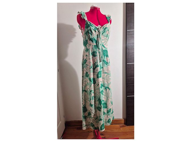Autre Marque Rixo Cécile Maxikleid mit Tropenprint Pink Grün - Ansicht 10