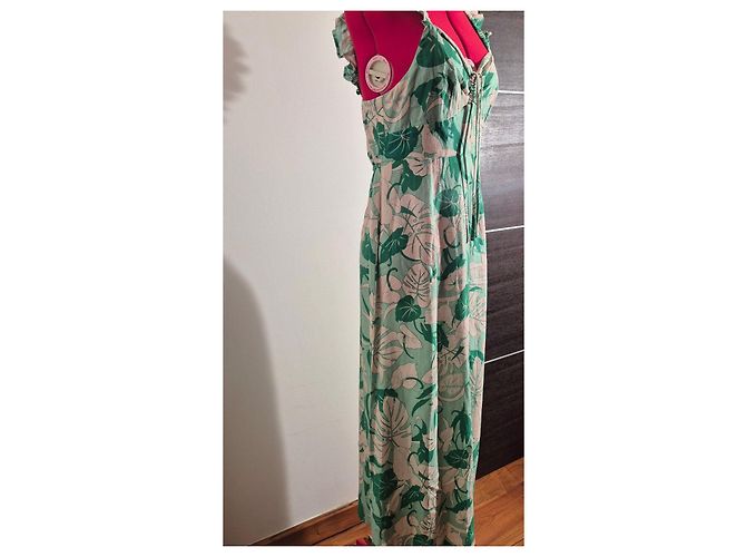 Autre Marque Rixo Cécile Maxikleid mit Tropenprint Pink Grün - Ansicht 11