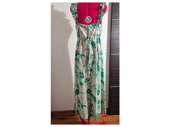 Autre Marque Rixo Cécile Maxikleid mit Tropenprint Pink Grün - Ansicht 12