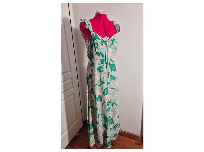 Autre Marque Rixo Cécile Maxikleid mit Tropenprint Pink Grün - Ansicht 9