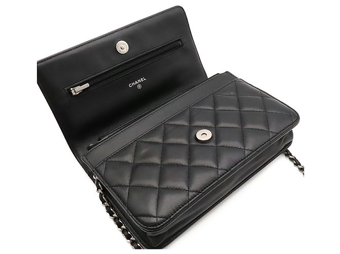 Timeless Bolsa de Ombro com Corrente Chanel Matelassé Coco Mark Wallet Preto - vista 8