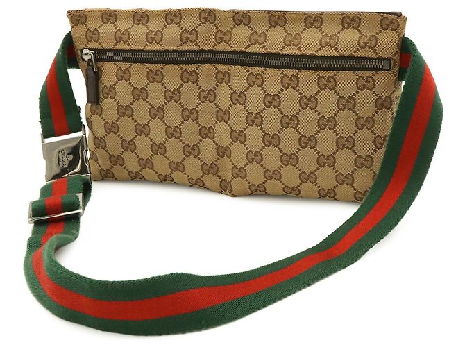 Borsa a tracolla Gucci GG Canvas Sherry Line Rosso Beige Verde Cachi Marrone scuro - vista 3