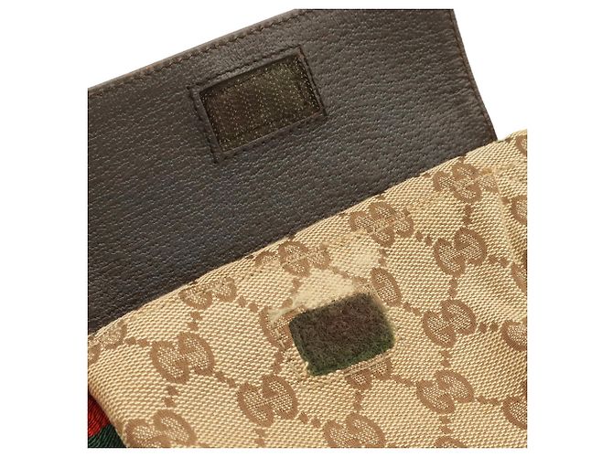 Borsa a tracolla Gucci GG Canvas Sherry Line Rosso Beige Verde Cachi Marrone scuro - vista 9