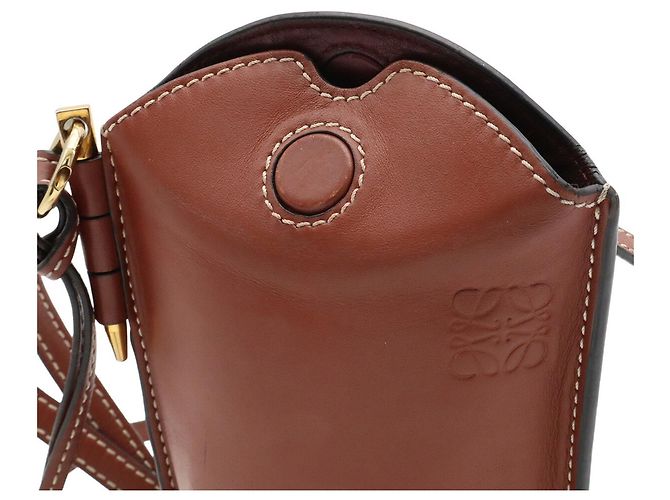 Bolsa de Ombro Loewe Anagram Gate Pocket Marrom - vista 8