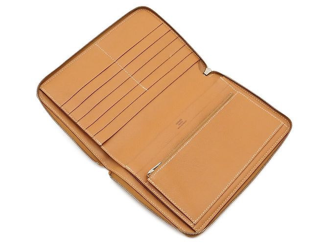 Hermès Portafoglio lungo Hermes Azap Combine Round Cammello - vista 6