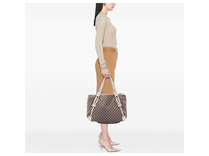 Borsa a tracolla Gucci Beige GG Canvas Horsebit Pelham - vista 6