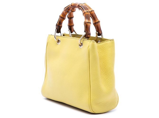 Borsa Gucci Yellow Mini Calfskin Bamboo Shopper Satchel Giallo - vista 2