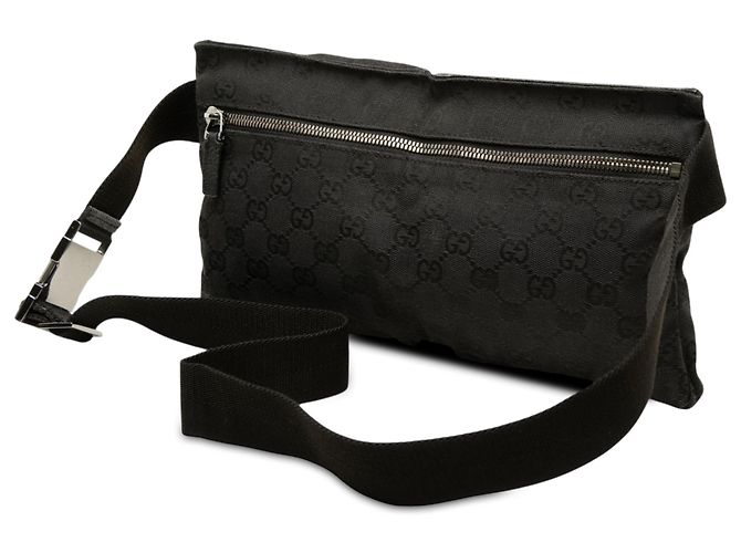 Bolso cinturón Gucci de lona GG negra con doble bolsillo Negro - vista 2