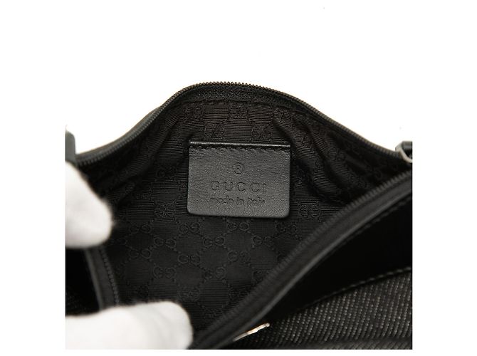 Bolsa de Ombro Gucci em Denim Preto com Web - vista 5