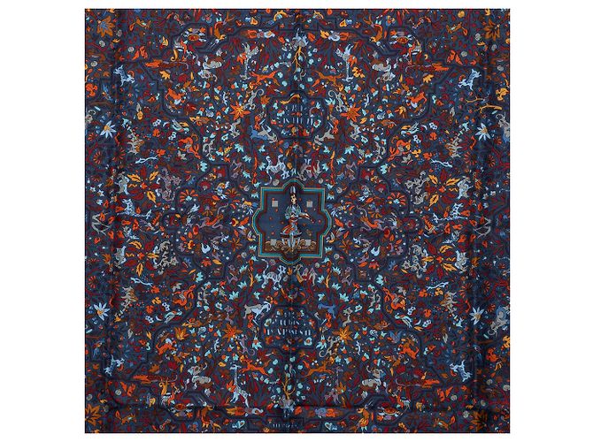 Pañuelo de seda Hermès Blue Les Jardins D'Armenie Azul - vista 6