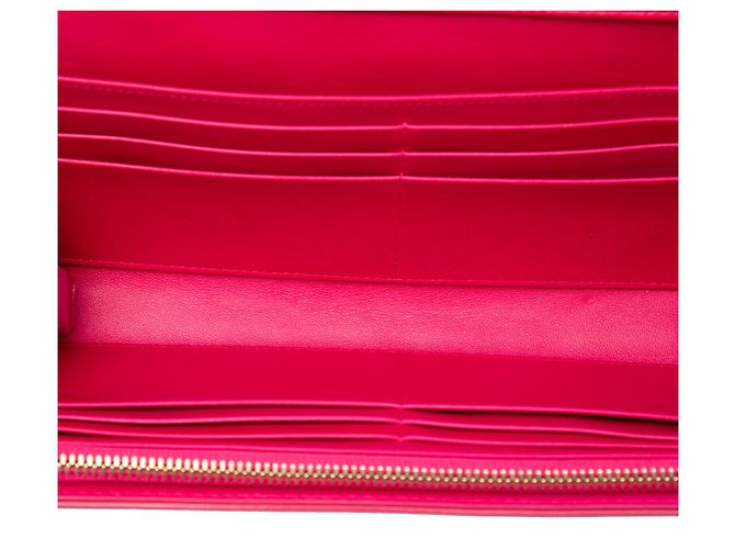 Portefeuille à chaîne Lady Dior en cuir verni rose Cannage de Dior - vue 4