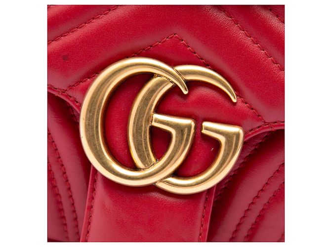 Borsa a tracolla Gucci GG Marmont Matelassé in pelle di vitello rossa Medium Rosso - vista 5