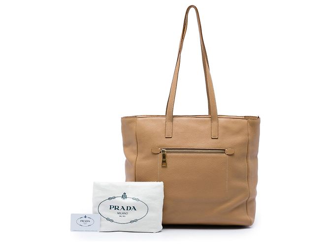Prada Shopper Tote aus braunem Vitello Daino Hellbraun - Ansicht 7