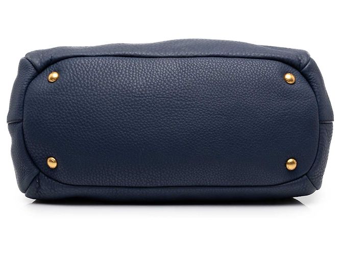 Borsa Tote Convertibile Prada Blue Vitello Daino con Chiusura a Zip Blu navy - vista 3