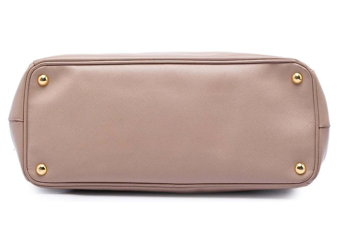 Prada Borsa Tote Galleria Double Zip Media in Saffiano Marrone Carne - vista 3