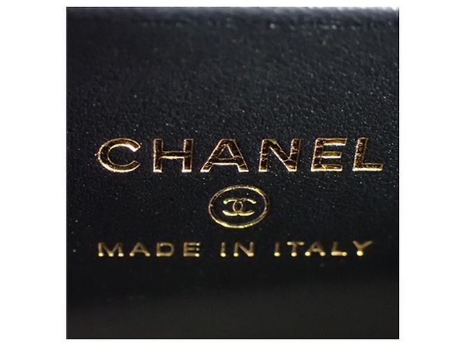 Porta-telemóvel com aba Chanel Black Caviar Coco First com corrente Preto - vista 10