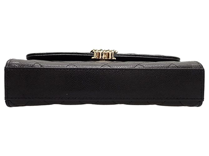Porta-telemóvel com aba Chanel Black Caviar Coco First com corrente Preto - vista 7