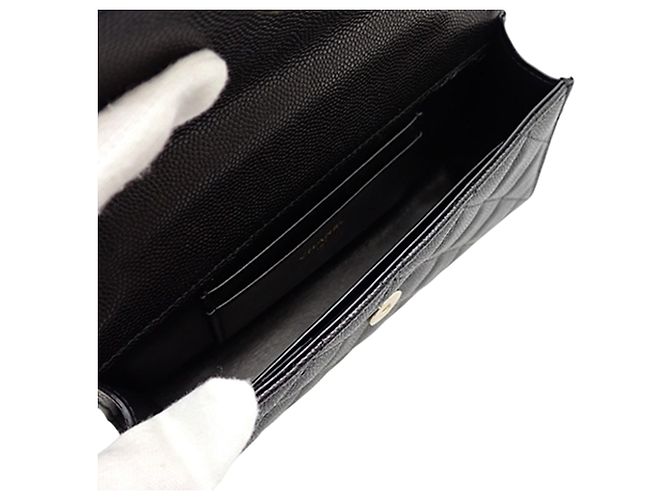 Porta-telemóvel com aba Chanel Black Caviar Coco First com corrente Preto - vista 9