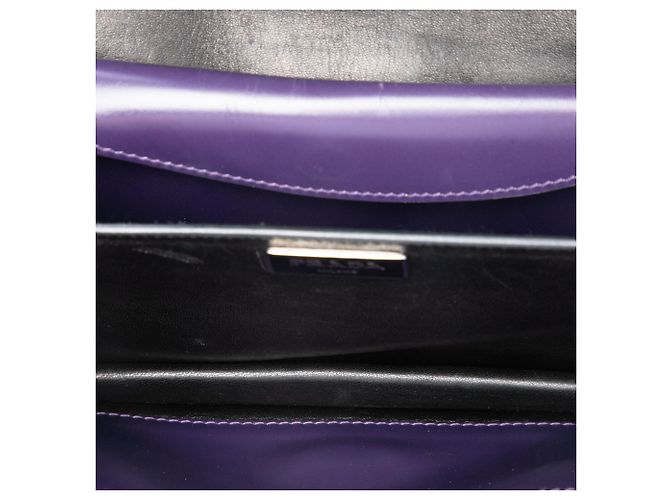Borsa Satchel Prada in vitello Box bicolore viola con chiusura a rotazione - vista 4