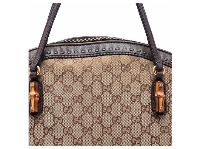 Bamboo Borsa Gucci Beige GG Canvas Laidback Crafty - vista 6