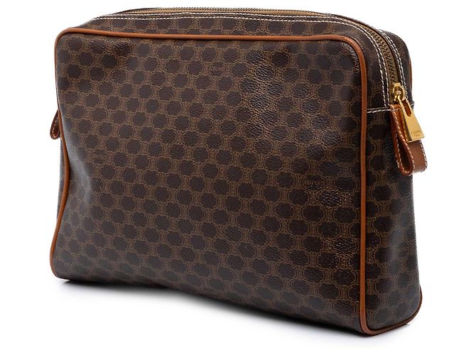 Céline Clutch Celine Brown Macadam Coated Canvas Marrom - vista 2