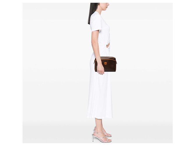 Céline Clutch Celine Brown Macadam Coated Canvas Marrom - vista 6
