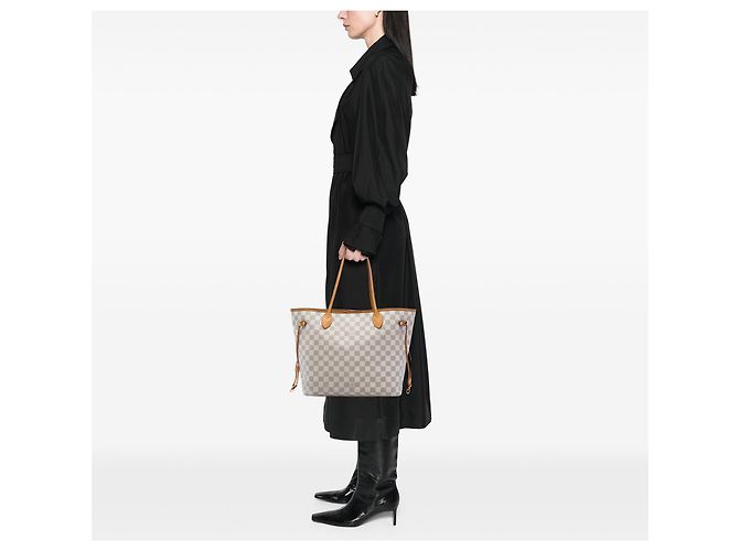 Louis Vuitton White Damier Azur Neverfull MM Blanco - vista 5