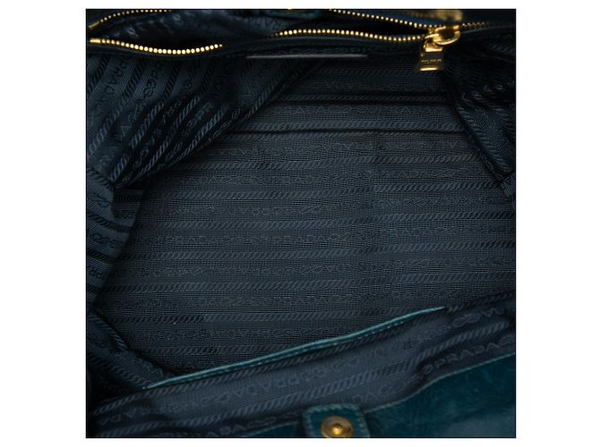 Sac cabas convertible Prada en Vitello Shine vert avec poche frontale Vert foncé - vue 4