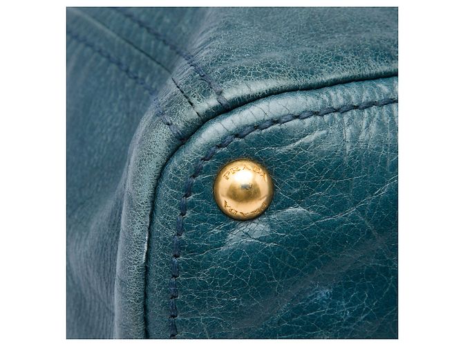 Sac cabas convertible Prada en Vitello Shine vert avec poche frontale Vert foncé - vue 5
