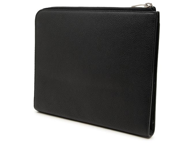 Autre Marque Clutch Classic Zip Around Snap in pelle di vitello grana grossa nera Saint Laurent Nero - vista 2