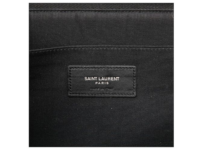 Autre Marque Clutch Classic Zip Around Snap in pelle di vitello grana grossa nera Saint Laurent Nero - vista 5