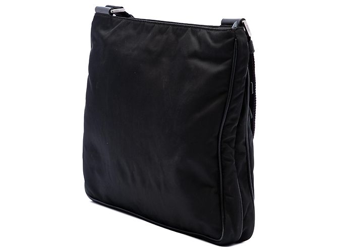 Borsa a tracolla Prada in Tessuto con rifiniture in Saffiano nero e chiusura a zip - vista 2