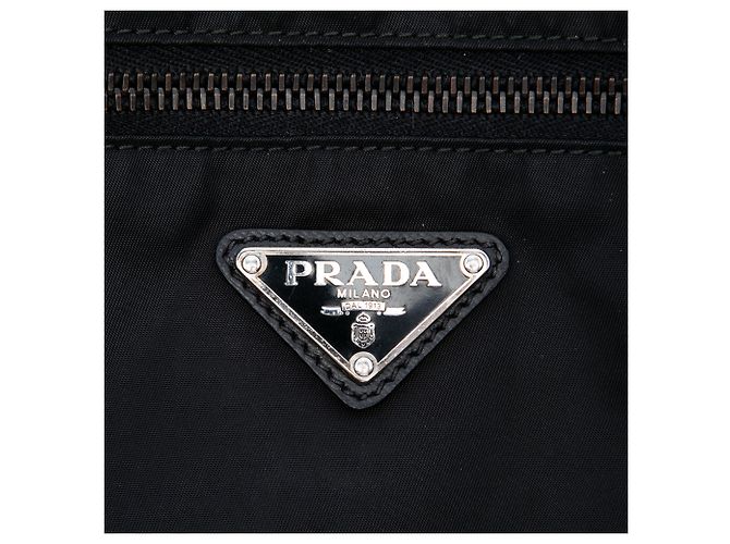 Borsa a tracolla Prada in Tessuto con rifiniture in Saffiano nero e chiusura a zip - vista 5