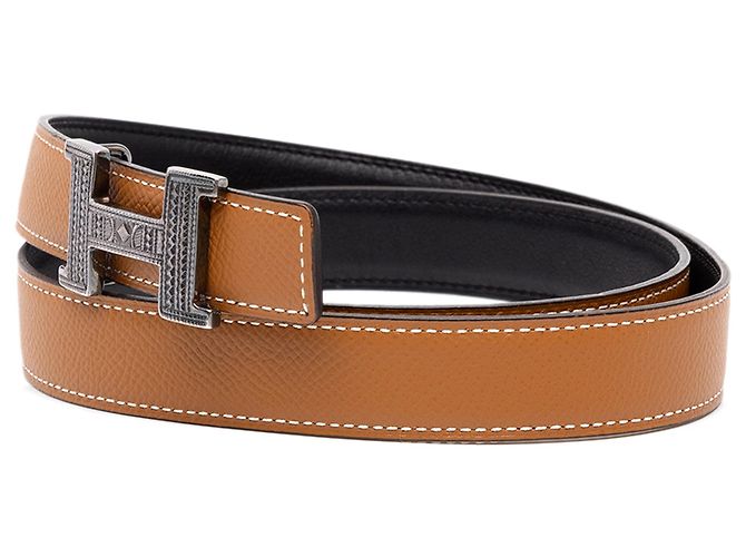 Hermès H Touareg Wendelgürtel aus braunem Epsom - Ansicht 2