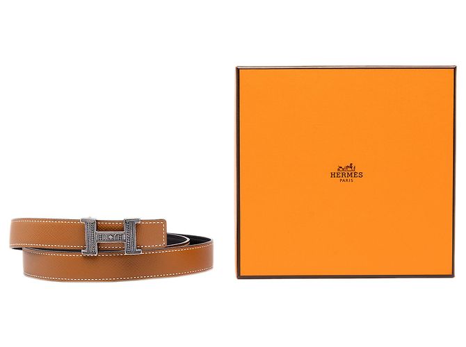 Hermès H Touareg Wendelgürtel aus braunem Epsom - Ansicht 7