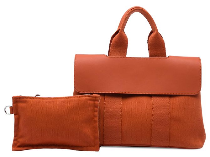 Hermès Orange Toile and Swift Valparaiso PM Arancione - vista 6
