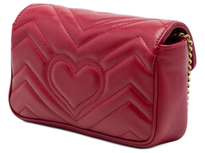 Gucci Red Mini GG Marmont gesteppte Leder-Umhängetasche mit Klappe Rot - Ansicht 2