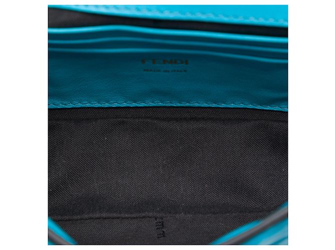 Borsa Satchel Baguette Fendi in pelle goffrata Mini Zucca blu - vista 4