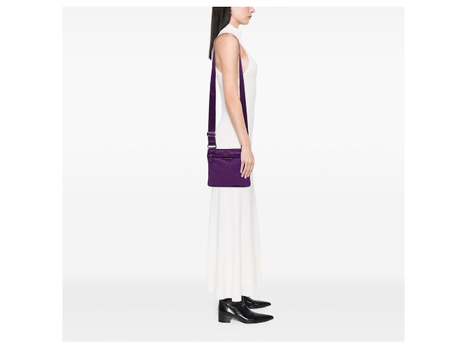 Prada Bolso Crossbody de Tessuto Morado con Cierre de Cremallera Púrpura - vista 6