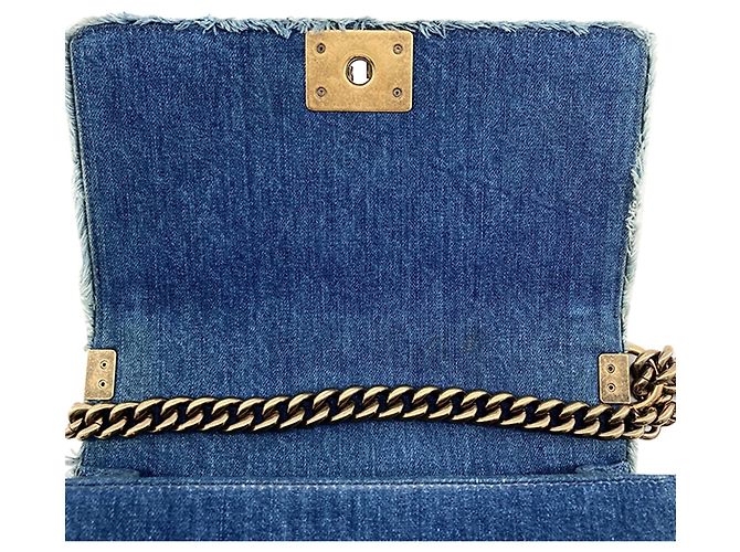 Sac Boy Chanel Blue Old Medium Denim Patchwork Bleu - vue 13