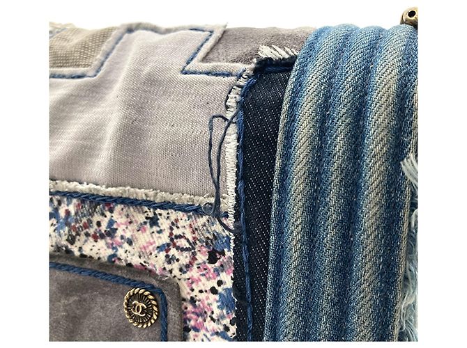 Sac Boy Chanel Blue Old Medium Denim Patchwork Bleu - vue 15