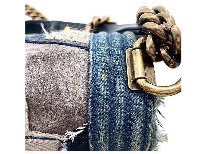 Sac Boy Chanel Blue Old Medium Denim Patchwork Bleu - vue 16