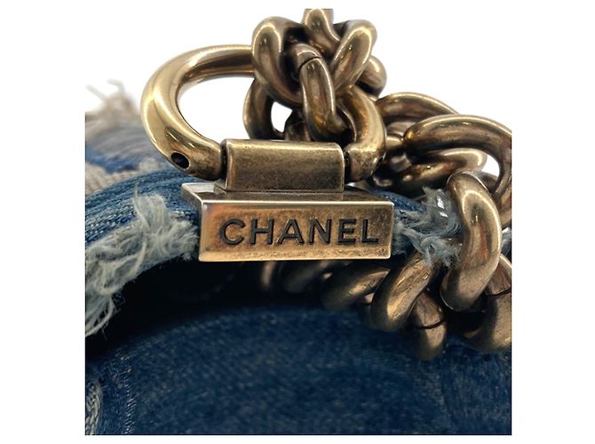 Sac Boy Chanel Blue Old Medium Denim Patchwork Bleu - vue 9