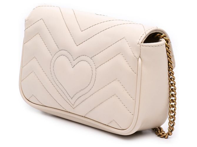 Borsa a tracolla Gucci Mini GG Marmont in pelle di vitello matelassé bianca Bianco - vista 2