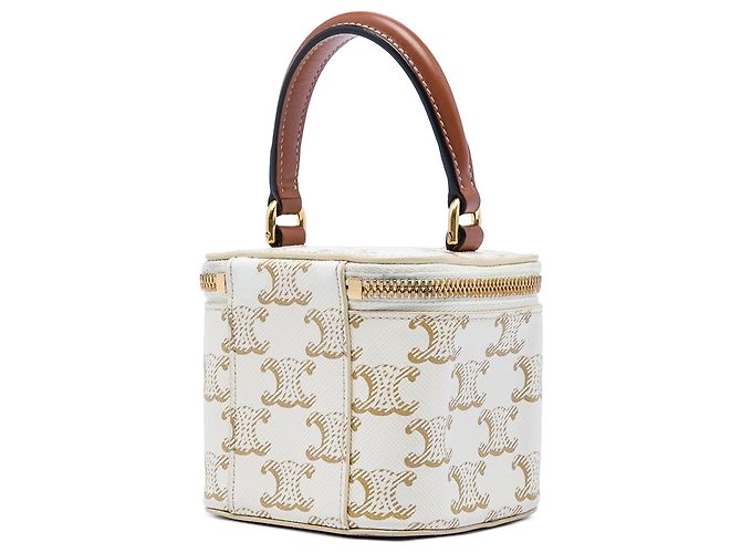 Céline Celine Mini Triomphe Vanity Case aus beschichtetem Canvas in Weiß - Ansicht 2
