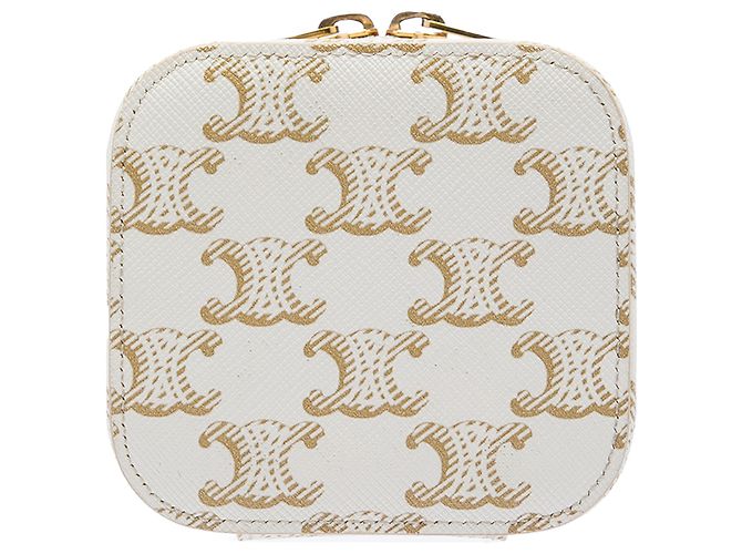 Céline Celine Mini Triomphe Vanity Case aus beschichtetem Canvas in Weiß - Ansicht 3
