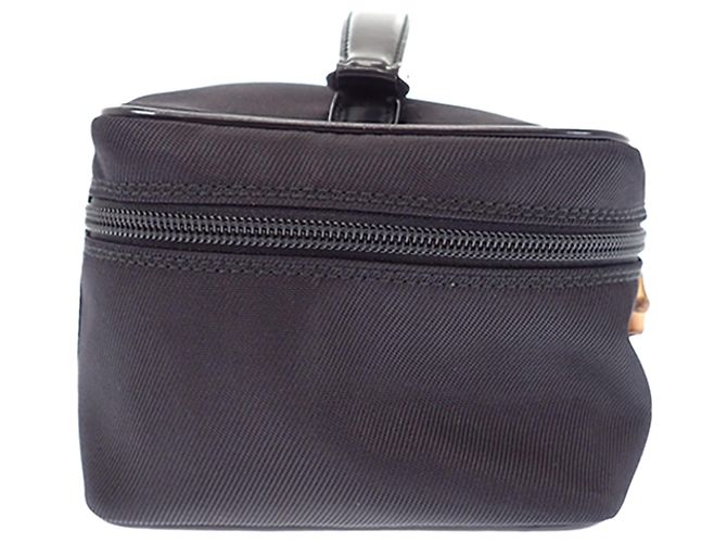 Bamboo Bolsa Vanity Gucci em nylon preto com bambu - vista 4